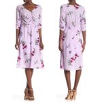 Bobeau Lavender Floral Ruched Midi Dress S Photo 1
