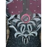 dress 100% silk beaded sheer bust high collar black white Size 10 Photo 6