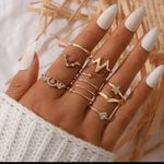 Boutique Gold Rhinestone Stacking Midi Finger Multi Size 8pc Ring Set‎ NEW Photo 0