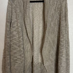 Chico's  3 US XL Open Cardigan Knit Taupe Lace Back‎ Shawl Neck Preppy Travel Boho Photo 0