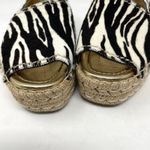 Prada  Zebra Print Calf Hair Espadrilles Slip On Platform Open Toe Shoes 39 9 Photo 4