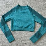 teal long sleevem high neck, crop top womens size small Green Photo 0