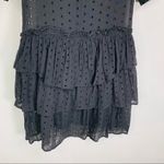 H&M Black Eyelet Ruffle Shift Dress Sz 2 Cotton Photo 9