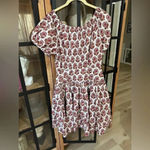 J.Crew  block print dress Drop Waist Cotton Poplin Mini boat neck off shoulder 8 Photo 2