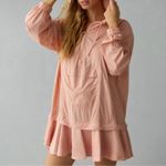 ANTHROPOLOGIE Daily Practice Pink Ruffle Hem Half Zip Pullover Dress Sz S Petite Photo 1