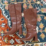 A New Day Brown Eve Faux Leather Knee High Wide Calf Heeled Boots 7.5 Photo 1
