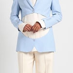 Burberry Women’s Pale Blue Virgin Wool Cut Out Blazer, NWT Photo 0