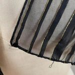 Vintage Scarf Black Sheer Stripes Gold Thread Women Elegant Dressy Retro Nylon Photo 8