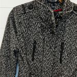 Forever 21 Faded Glory Women's Black and White Faux Wool Herringbone Trench Coat Large Photo 2