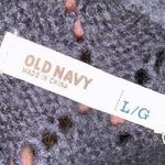 Old Navy Womens Sweater Cowl Neck Open Loose Knit Crochet Pullover Gray Large Photo 5