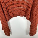 Free People Womens Sweater Sz XS Orange Knit Open Crochet Boho Coastal Cowgirl Photo 4