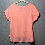 M Made in Italy Coral Linen Blend V Neck Short Sleeve Hi Lo Top Medium Orange Photo 5