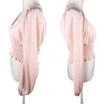 Leith  Blouse Crop Top Smocked Pink Smoke M New Photo 3