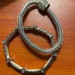 Badgley Mischka NWT 2  Silvertone Stretch Bracelets Photo 0