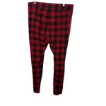 Ann Taylor Loft Red & Black Buffalo Plaid Ponte Leggings Women's XLT XL Tall Photo 2