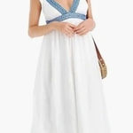 J CREW Ruffle Deep V Neck Beach Dress Size Small NEW NWT Blue Photo 0