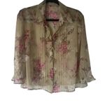 Virgo Petite M Vintage 90s Green Floral Chiffon Church Feminine Maxi Dress Size M Photo 9