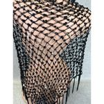 Vintage Black Gothic Lace Shawl Wrap Sequin Whimsigoth Stevie Fringe Open Front Photo 12