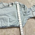 We Wore What Crop Top Women's Medium Blue Denim Bell Sleeves Elastic Pullover NWT Photo 8