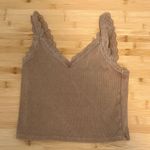 American Eagle  Size Extra Small XS Women's Teen Girl Lace Trim Ribbed Tan Top Photo 0