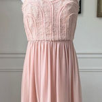 BCBGMAXAZRIA Bare Pink Sequin Chiffon Short Cocktail Homecoming Dress 10 Photo 0