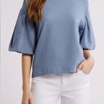Madewell Madewel Puff Sleeve Sweatshirt T-Shirt in Teapot Blue Photo 0