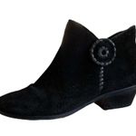 Jack Rogers  Peyton Black Suede Ankle Boots Leather Zipper Block Heels 7.5 EUC Photo 10