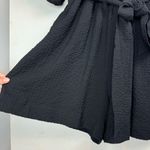Anthropologie Balloon Puff Sleeve Romper Sz Small Black Tie Belted Waist Photo 8