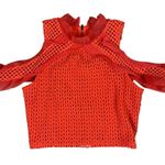 Sugar Lips Orange Mesh Cold Shoulder Top Large Statement Evening Party Chic Photo 0