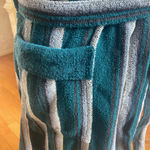 Unisex Striped 100% Cotton Bathrobe Green Beige belted Size Large Photo 5