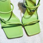 Schutz Women’s Mayte Lime Green Leather Acrylic Block Heel Sandal size 6.5 Photo 8