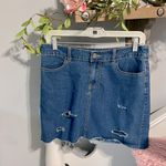 kim rogers Denim Jean Skirt Comfy Stretchy Distressed Womens 6 Photo 1