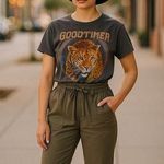 Madewell Thread & Supply Paperbag Front Tie Pants Medium Olive Green Photo 0