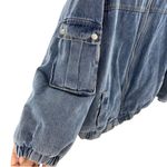 Blue Blush Women’s M Oversized Denim Bomber Jacket Blue Insulated Chore Barn Photo 8
