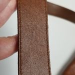 MADE IN ITALY GENUINE LEATHER BROWN FLAP STUD BAGUETTE Silver Photo 3