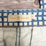 Tory Burch Blue Off White Checkered Straight Leg Cropped Side Zipper Pants 29 Photo 6
