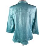 Chico's Shimmery Blazer Ruffle Edge 3 XL 16 Turquoise Photo 1