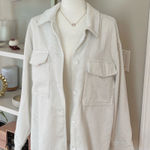 Stoosh White Corduroy Button-Up Shacket Size L Photo 0