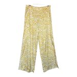 Lulus  Widely Chic Yellow Animal Print Satin Wide Leg Side Slit Pants Size L Photo 1