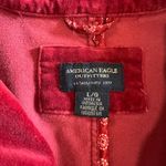 American Eagle VTG Y2K Outfitters Red Velvet Blazer Jacket Womens L Button Front Photo 4