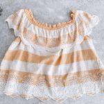 American Eagle  Orange Off-Shoulder Lace Trim Top Size Small Photo 1