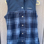 Columbia  gray plaid vest women’s size medium fleece lined Photo 0