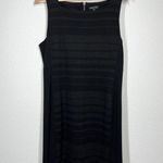 Eileen Fisher Square Neck Ponte Sheath Dress Size 14 Charcoal Black Striped Photo 0