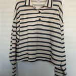 J.Crew   Striped Collared Terry Sweatshirt 100% cotton size L Photo 0
