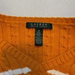Laurence Kazar Lauren Ralph Lauren‎ Cable Knit Long Sleeve V Neck Sweater Orange Stripe Medium Photo 2
