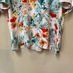 Counterparts 2/$12 Red Poppy Floral Tie Sleeve Spring Blouse Size Small Photo 11