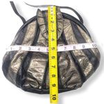 Vintage Metallic Pewter Bronze Patchwork Color Block Cross Body Leather Bag Black Photo 1