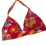 Victoria's Secret Bikini Red Orange Floral Padded Halter Tie Bikini Top, Sz L Photo 4