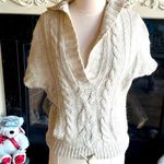 American Eagle  Sweater Natural Oatmeal Oversized Cable knit Hoodie Womens XS S Photo 0
