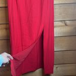 Vintage String Bean 80s Pencil Maxi Skirt Geometric Chain Belt Office Red Size 26 Photo 1